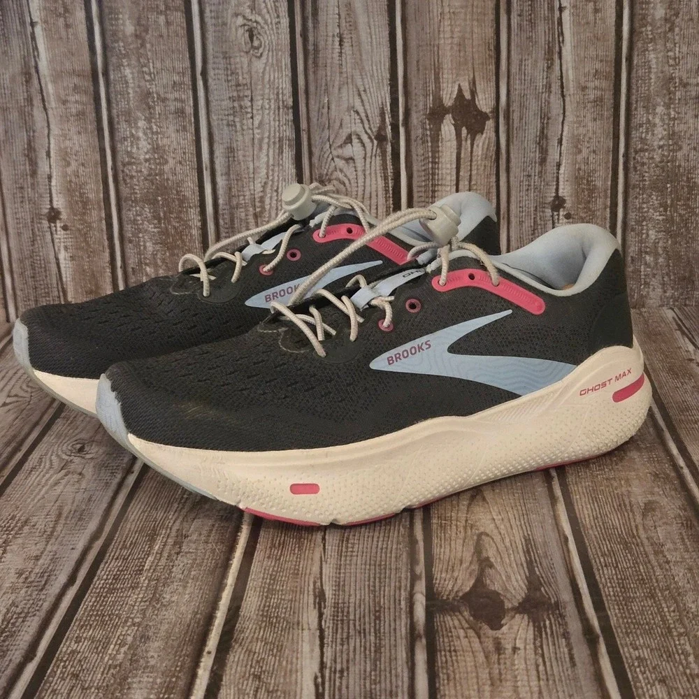 Sz 10.5 B Womens Brooks Ghost Max Ebony Lilac Max Support Cushion Running Shoes